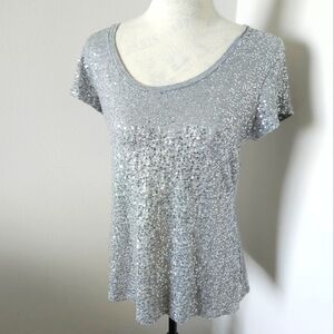 🔥Calvin Klein Silver Sequin Top 100% cotton size medium 🔥
